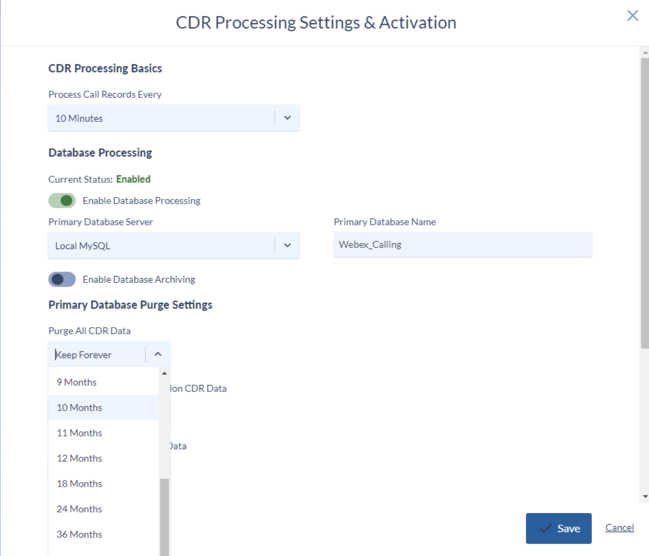 Store call data for as long as you need.